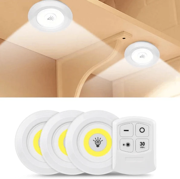 Set 3 Luces LED Inalambricas Con Control Remoto